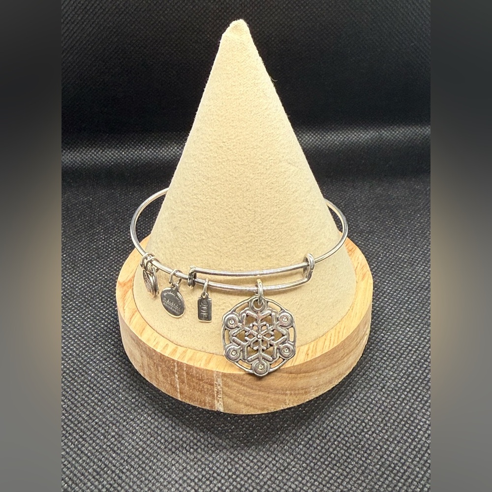 ❄️ALEX AND ANI❄️Snowflake with Crystals Charm Bangle in Rafaelian Silver/EUC